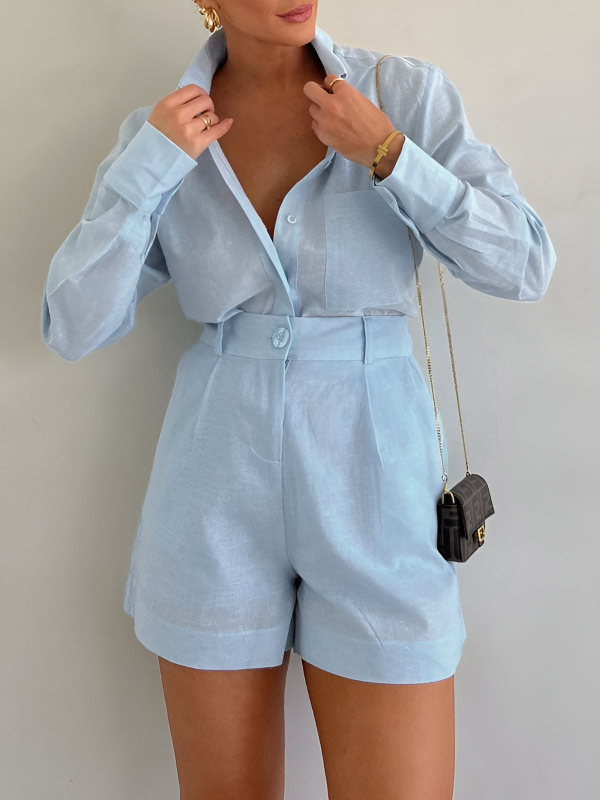 Long Sleeve Loose Shorts Set - Seldom Seen Styles