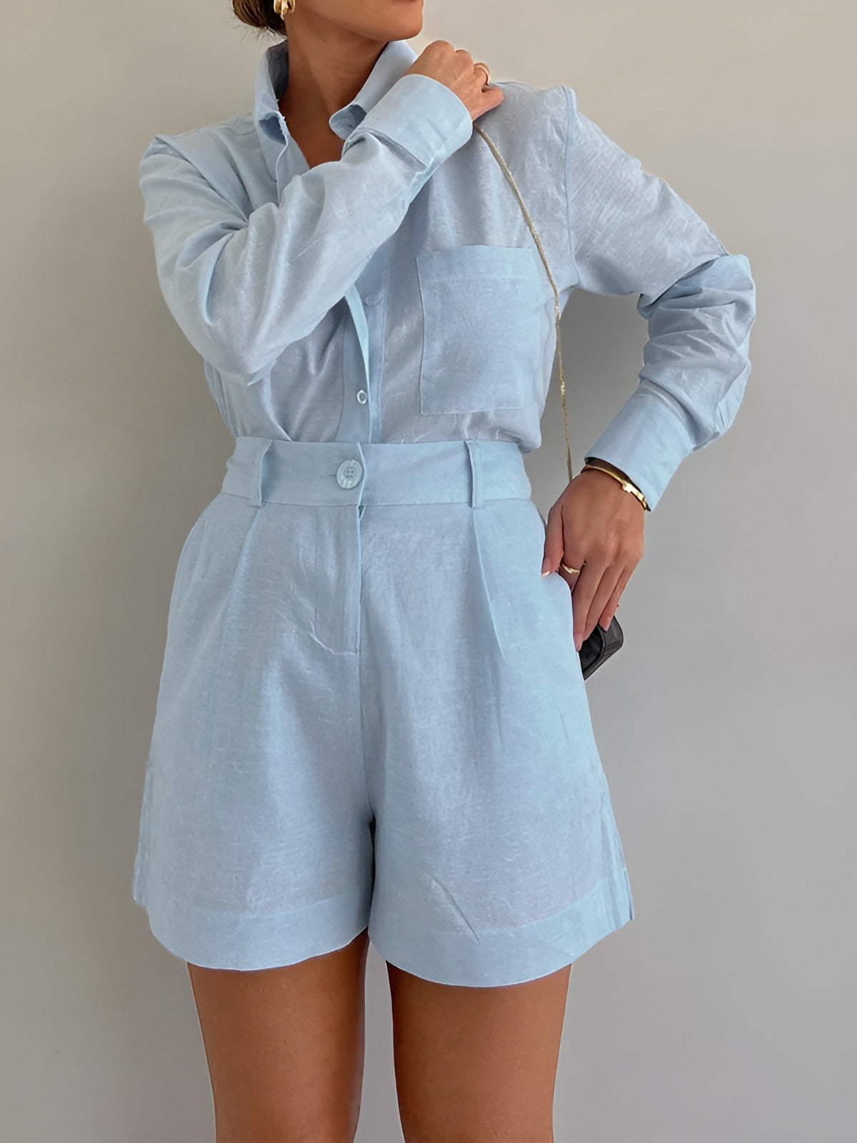 Long Sleeve Loose Shorts Set - Seldom Seen Styles