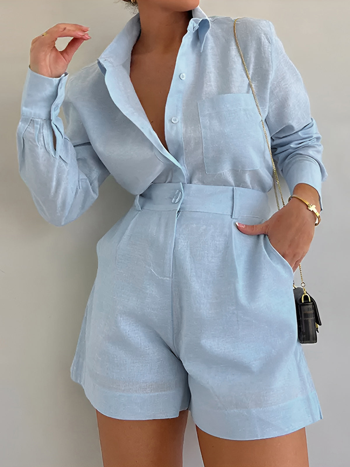 Long Sleeve Loose Shorts Set - Seldom Seen Styles
