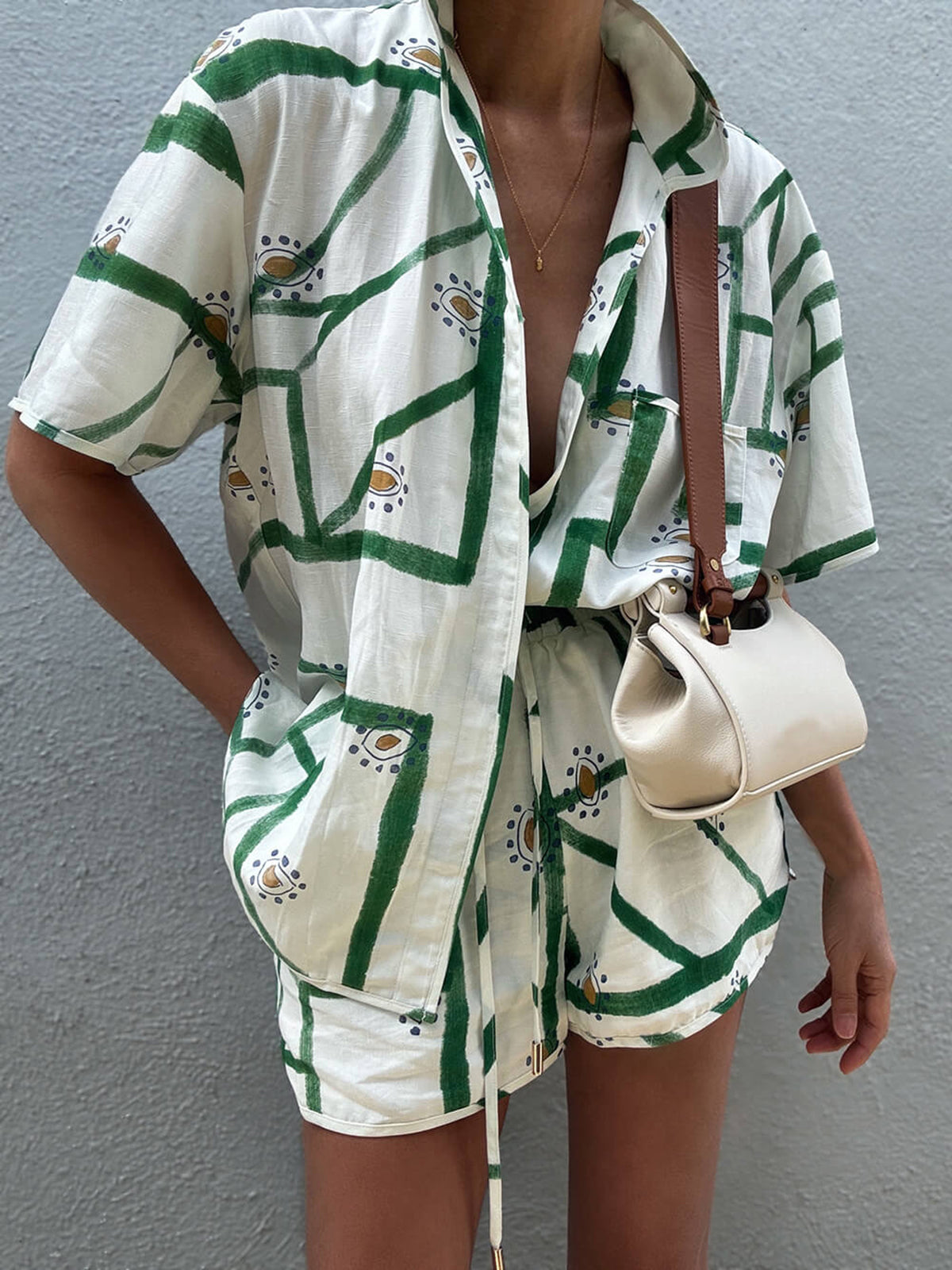 Print Drawstring Shorts Set - Seldom Seen Styles