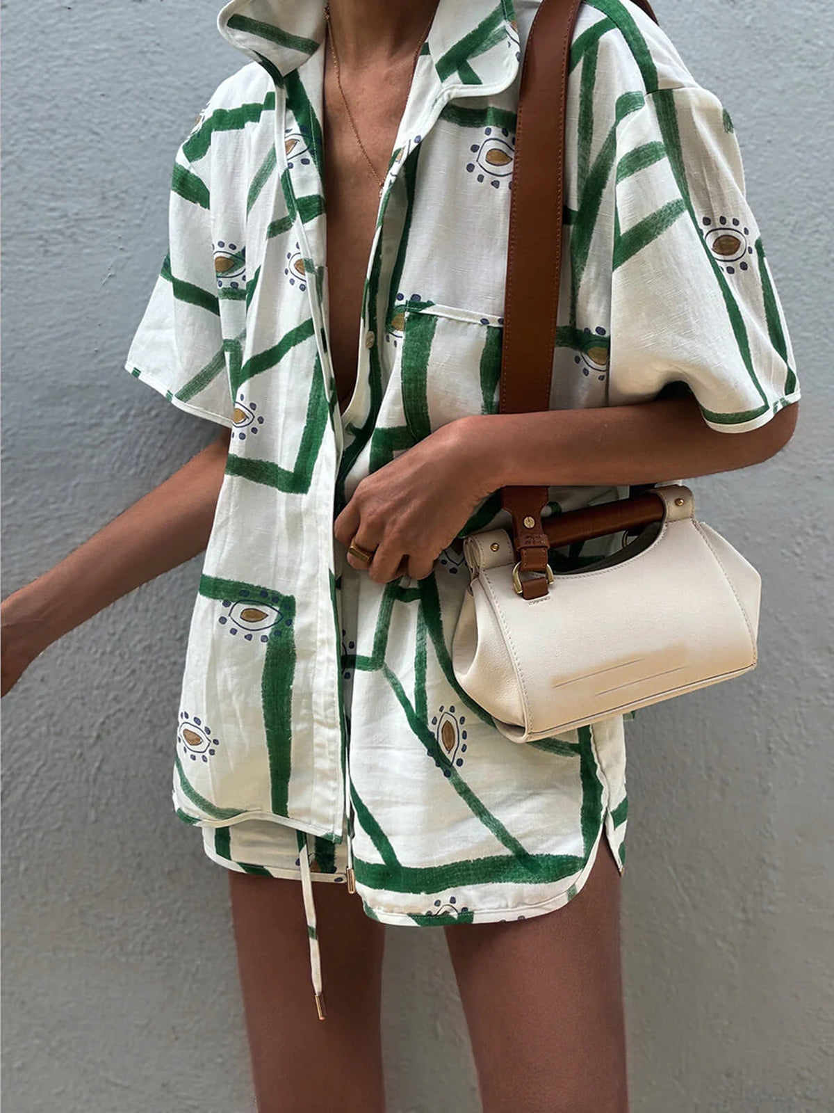 Print Drawstring Shorts Set - Seldom Seen Styles