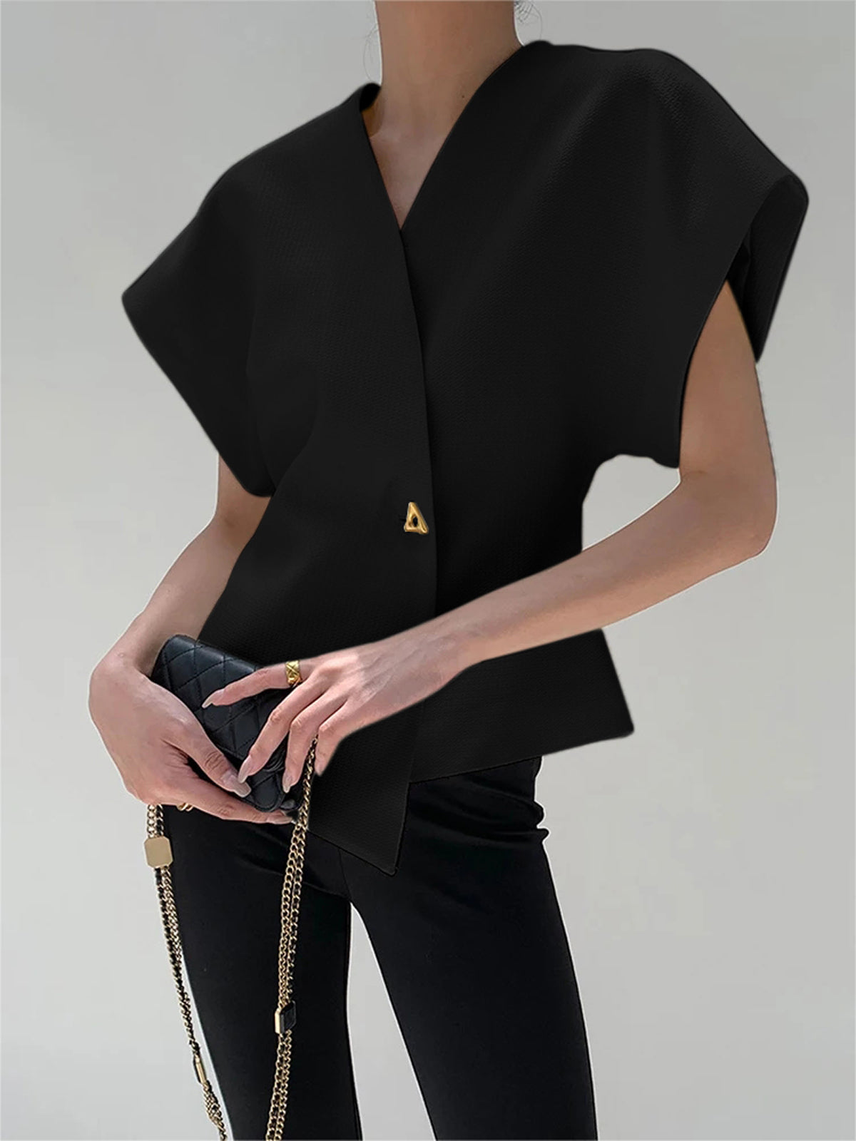 Trendy V-Neck Button Down Blouse - Seldom Seen Styles