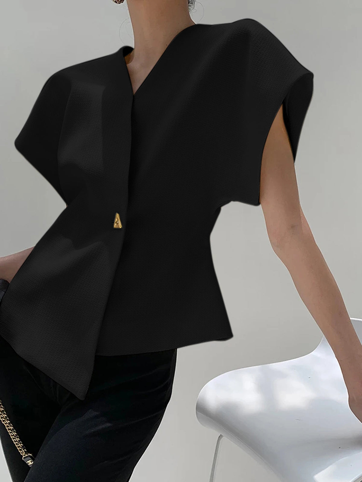 Trendy V-Neck Button Down Blouse - Seldom Seen Styles