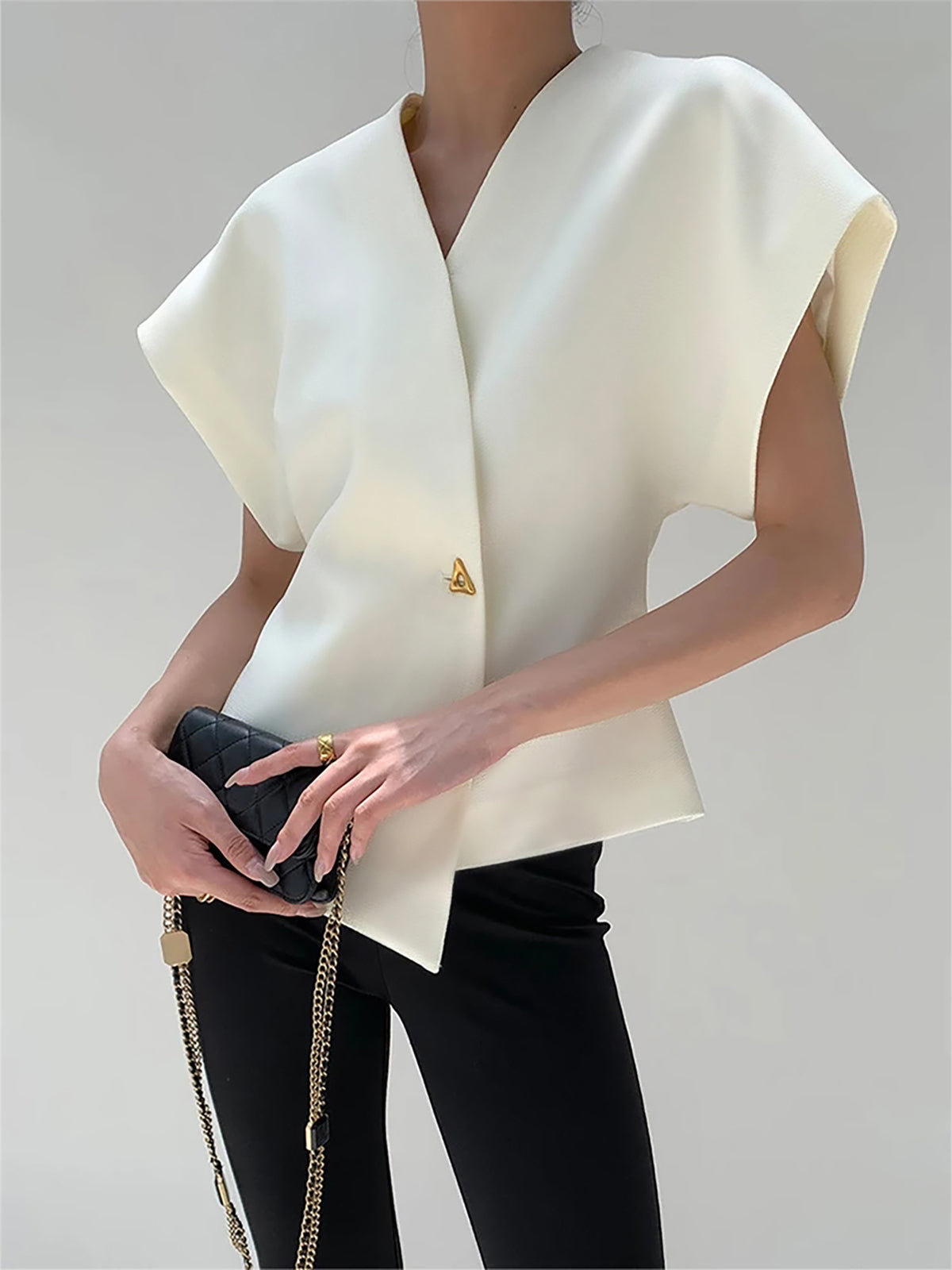 Trendy V-Neck Button Down Blouse - Seldom Seen Styles