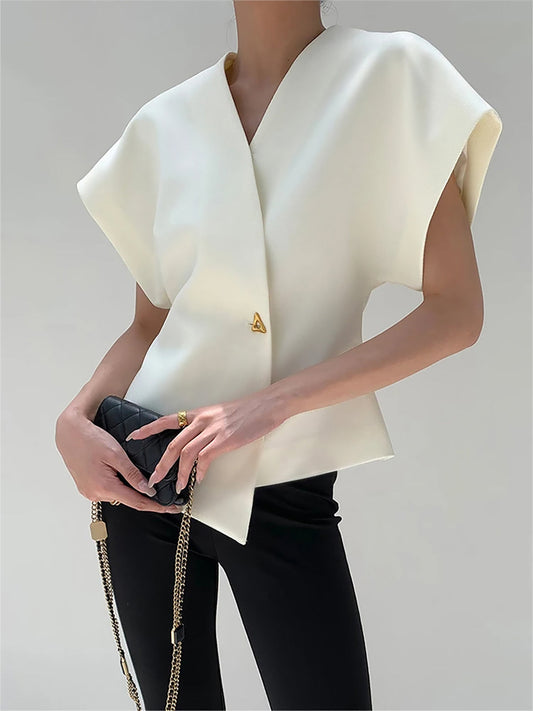 Trendy V-Neck Button Down Blouse - Seldom Seen Styles