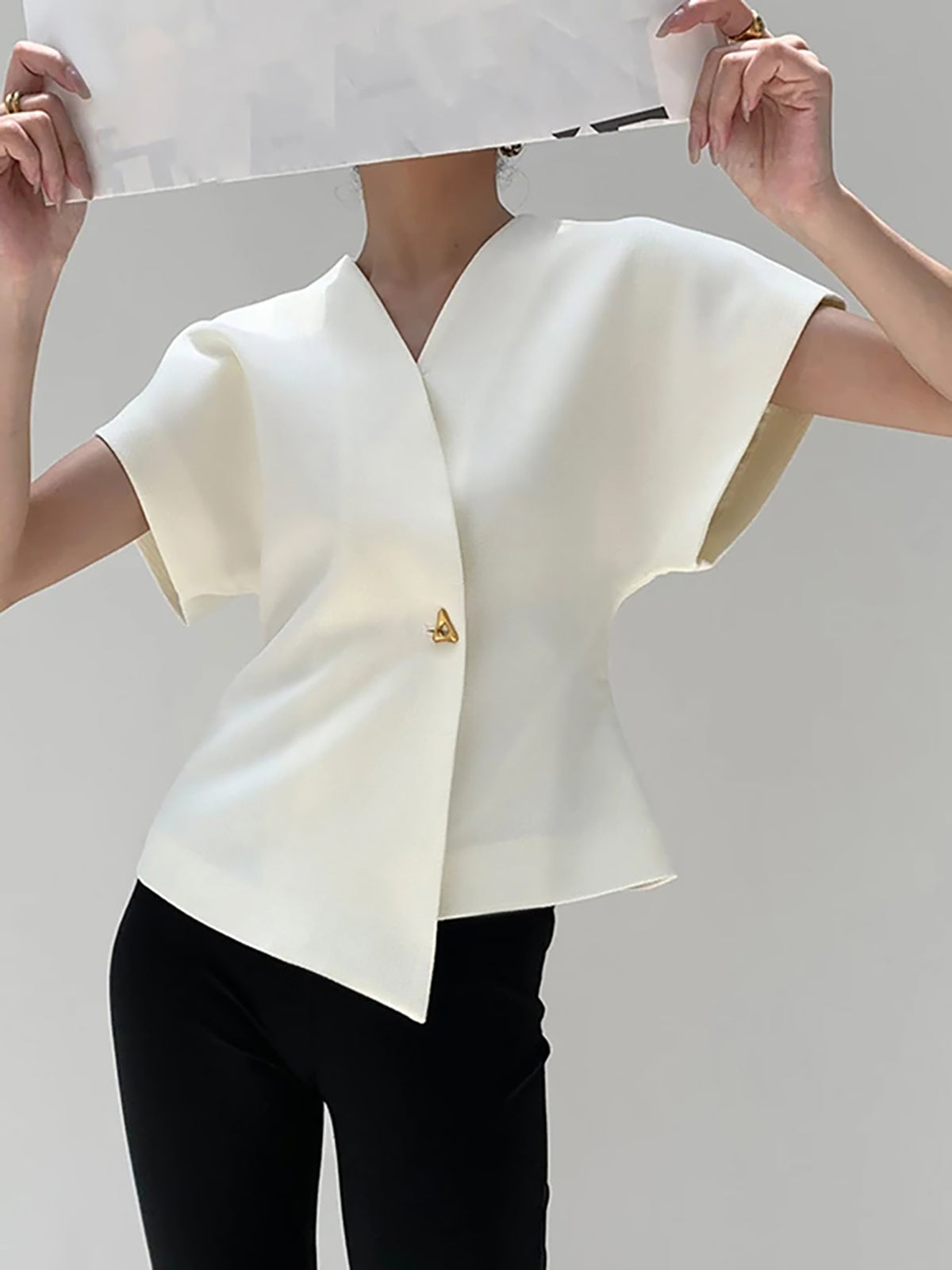 Trendy V-Neck Button Down Blouse - Seldom Seen Styles