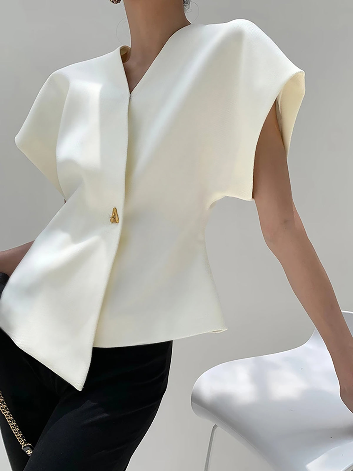Trendy V-Neck Button Down Blouse - Seldom Seen Styles
