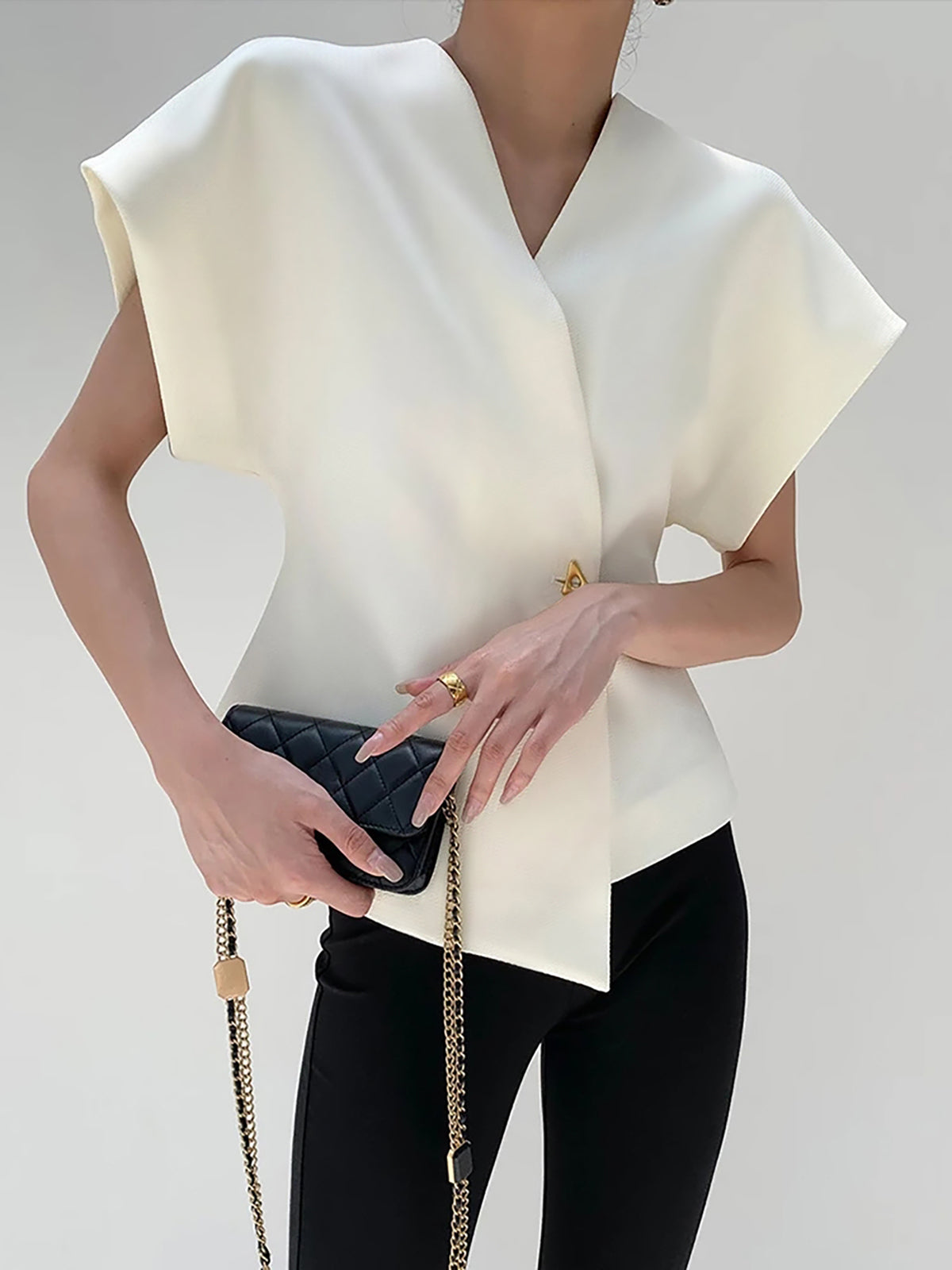 Trendy V-Neck Button Down Blouse - Seldom Seen Styles