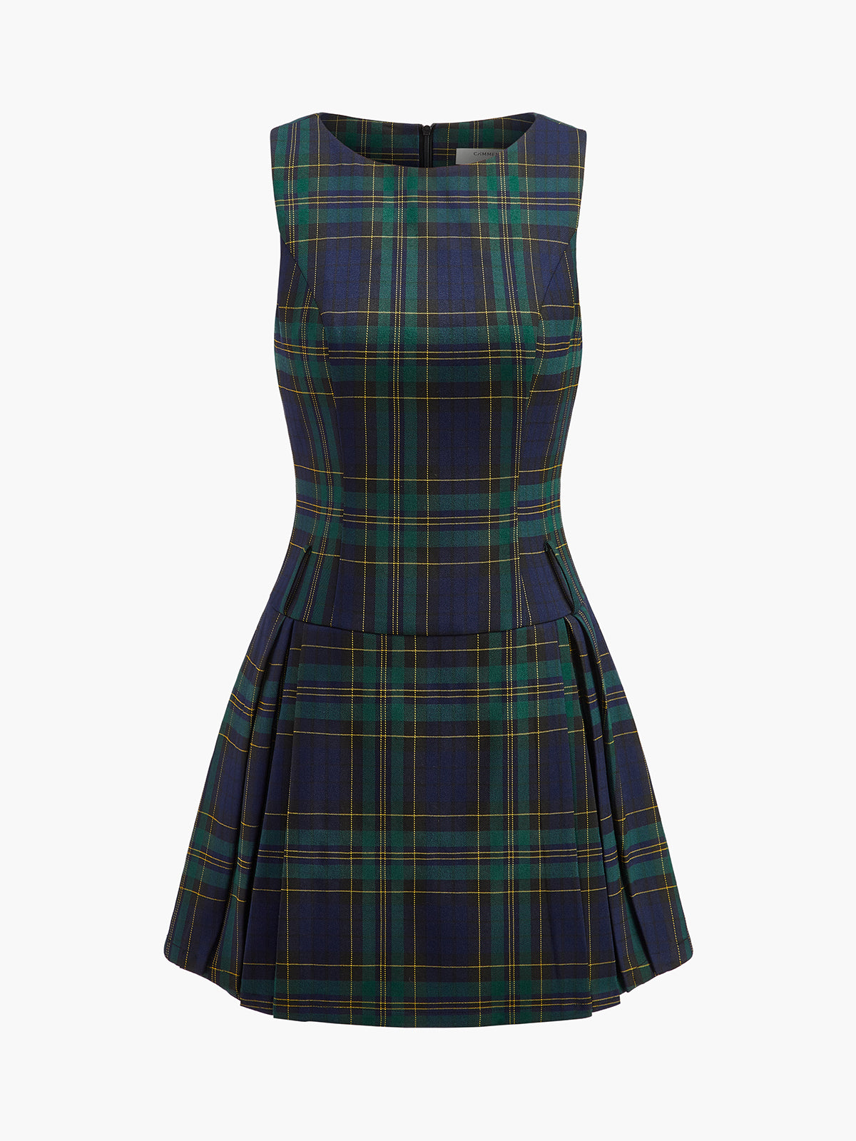 Checked Pleated Tank Dress Without Belt - Seldom Seen Styles