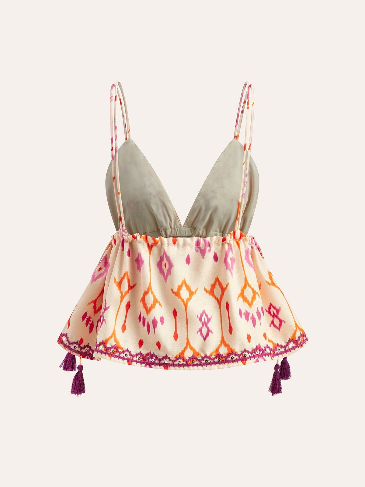 Embroidered Boho Tassel Tie Cami Top - Seldom Seen Styles