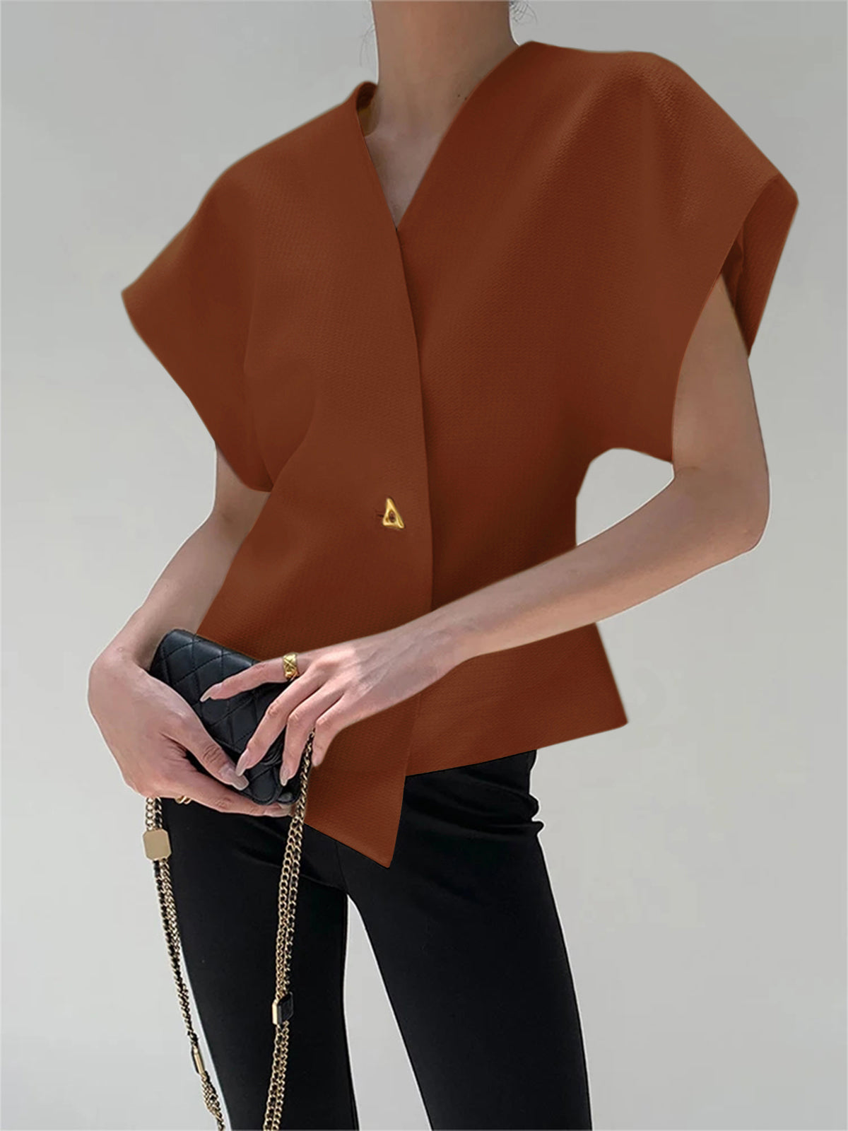 Trendy V-Neck Button Down Blouse - Seldom Seen Styles