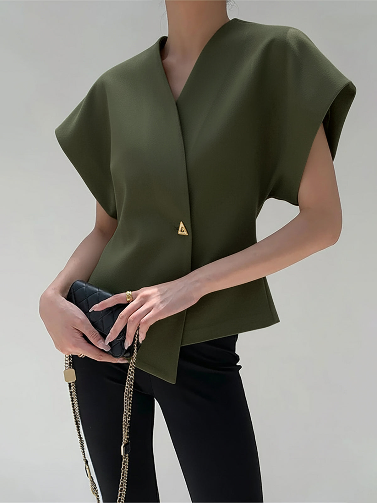 Trendy V-Neck Button Down Blouse - Seldom Seen Styles