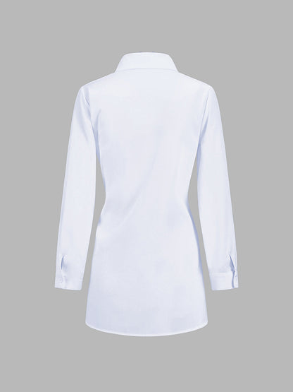 Chemise longue boutonnée semi-transparente à nouer