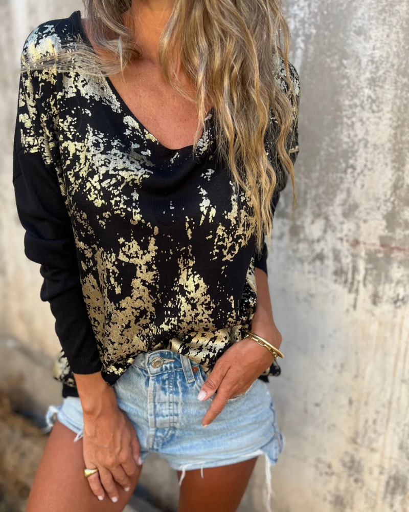 BANGLI - Casual Washed-Pattern Knit Top - Seldom Seen Styles