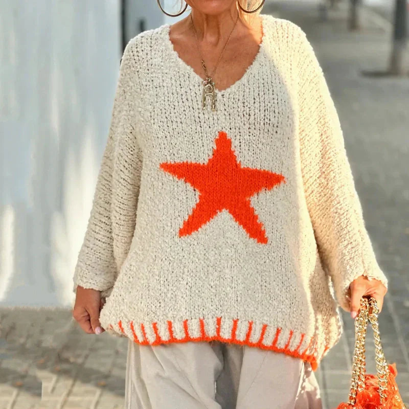 💕BLACK FRIDAY HOT SALES! 💕Women's Star Print V-Neck Pullover Sweater - Seldom Seen Styles