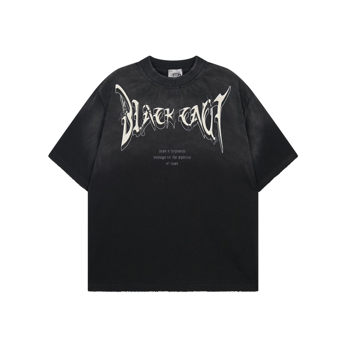 BLACKOUT Gothic Lettering Spray Wash Oversized Tee - Seldom Seen Styles