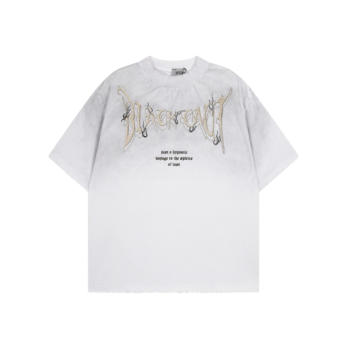 BLACKOUT Gothic Lettering Spray Wash Oversized Tee - Seldom Seen Styles