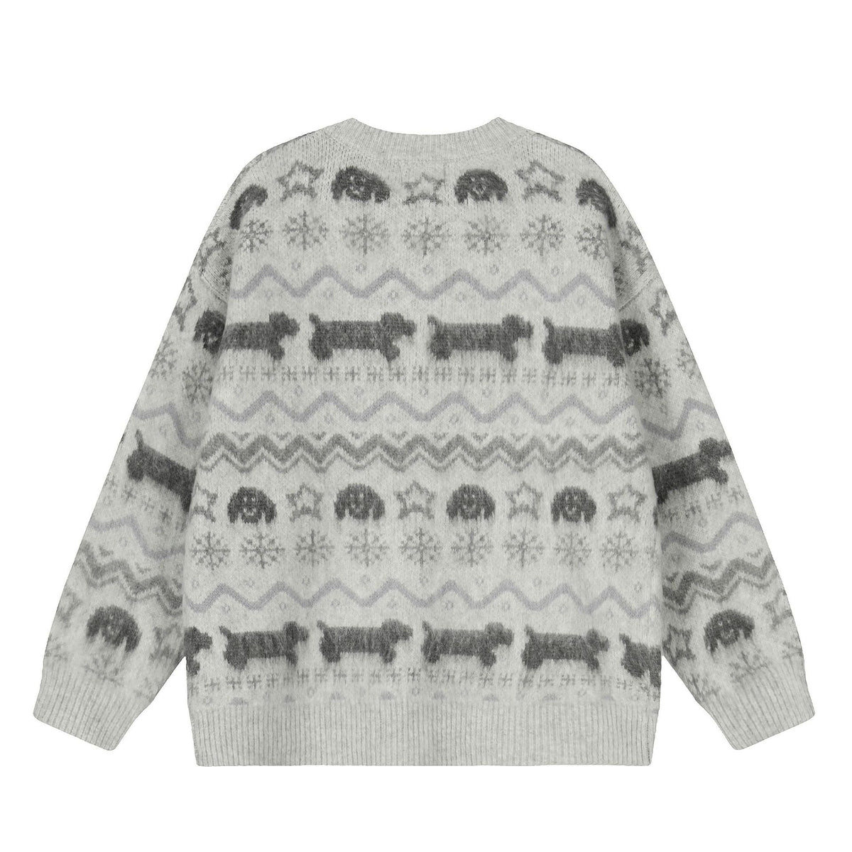 BOBFEND Dachshund Star Pattern Knit Cardigan | Gray - Seldom Seen Styles
