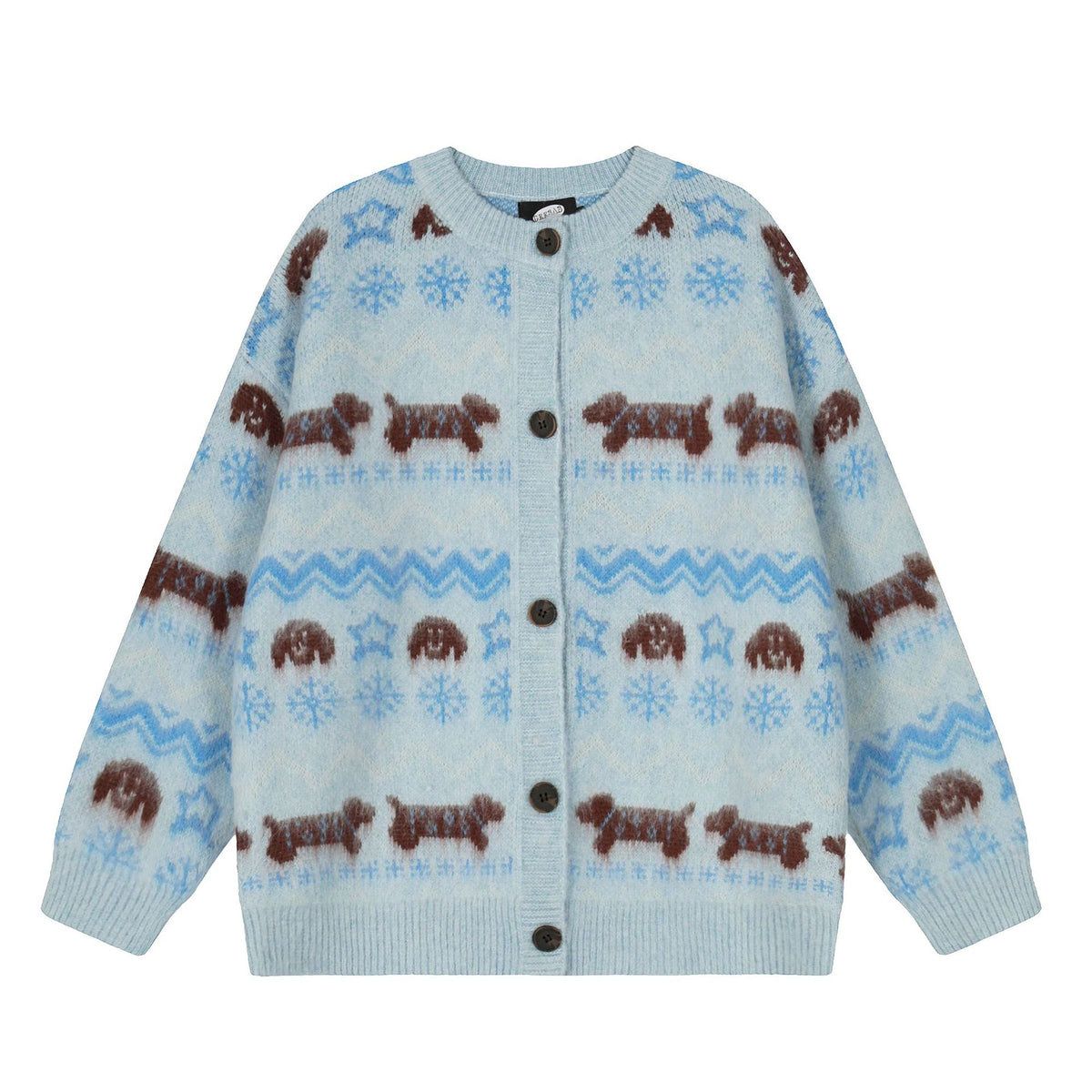 BOBFEND Dachshund Star Pattern Knit Cardigan | Gray - Seldom Seen Styles