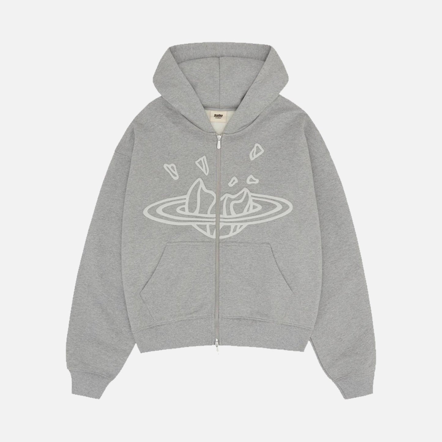 Broken Planet Zip-Up Hoodie - Heather Grey