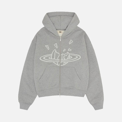 Broken Planet Zip-Up Hoodie - Heather Grey