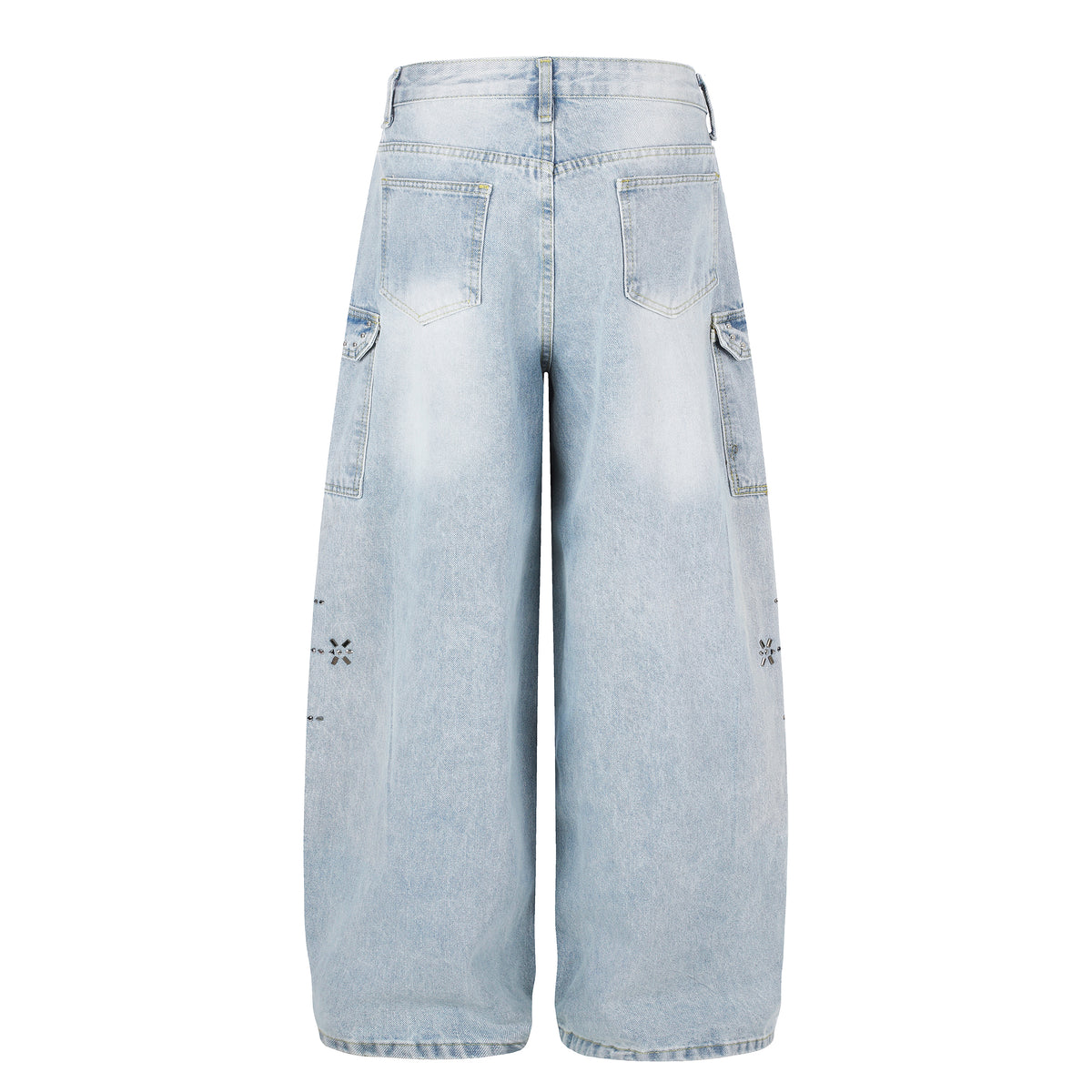 BVNTENG Cross Stitching Distressed Cargo Balloon Jeans - Seldom Seen Styles