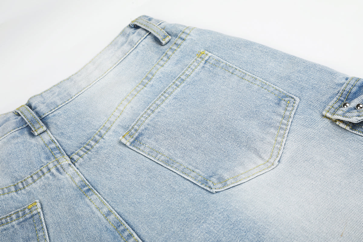 BVNTENG Cross Stitching Distressed Cargo Balloon Jeans - Seldom Seen Styles