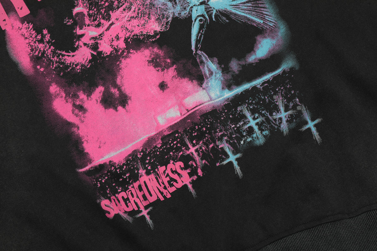 BVNTENG Cyberpunk Angel Graphic Washed Hoodie - Seldom Seen Styles