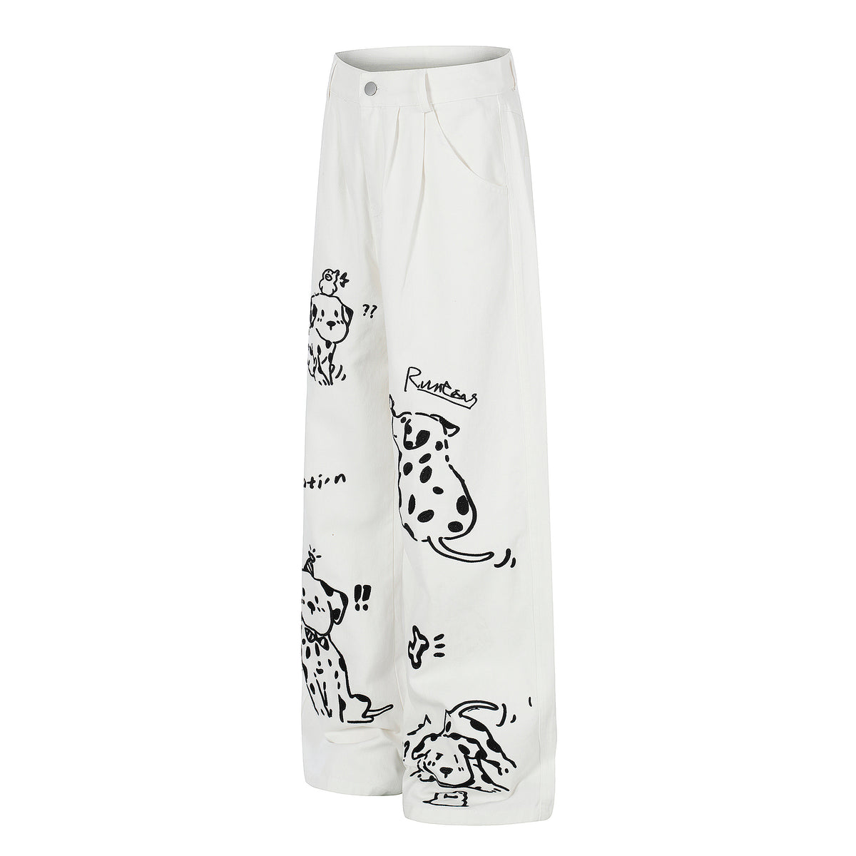 BVNTENG Dalmatian Graffiti Print Baggy Jeans - Seldom Seen Styles