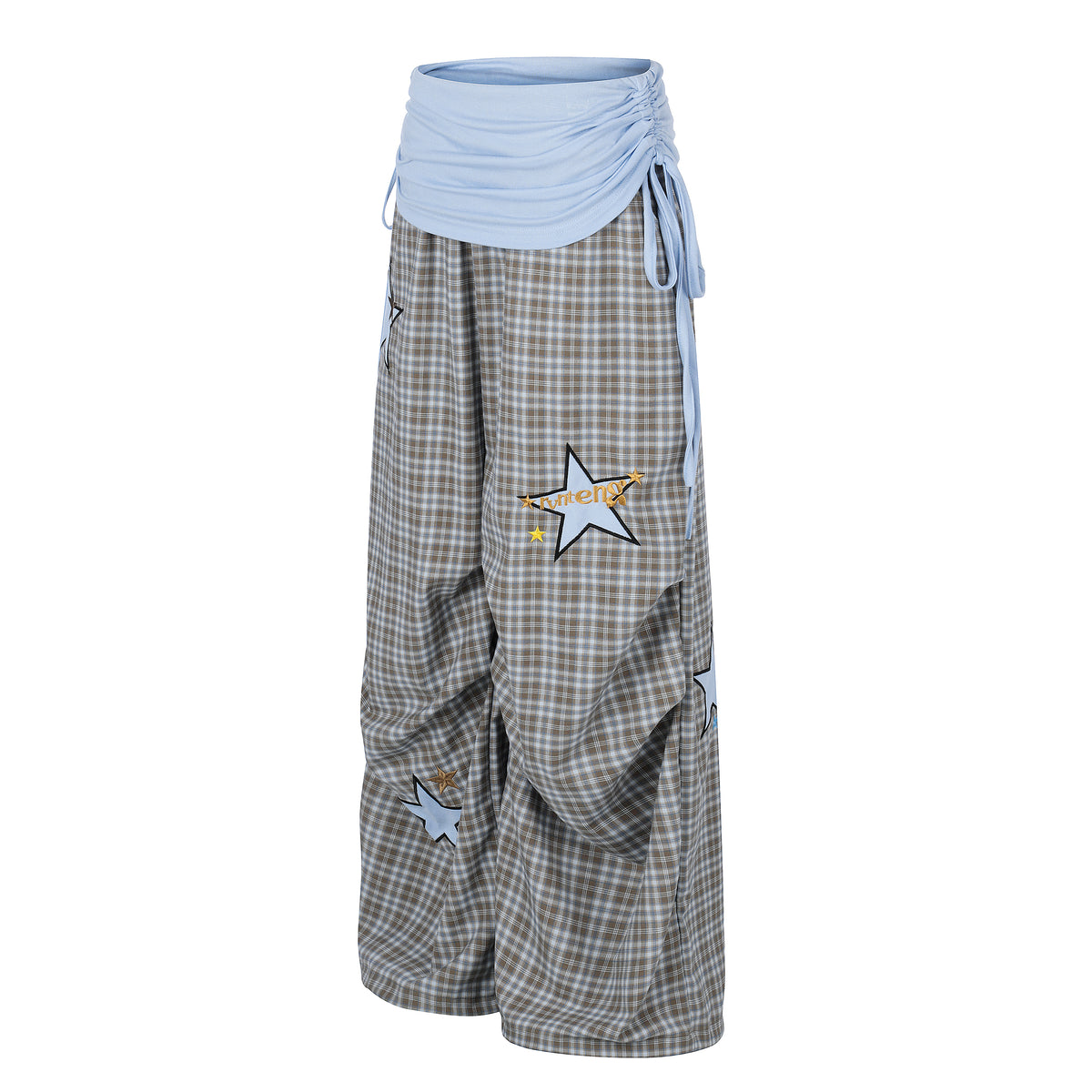 BVNTENG Gingham Star Lined Ruched Parachute Trousers - Seldom Seen Styles