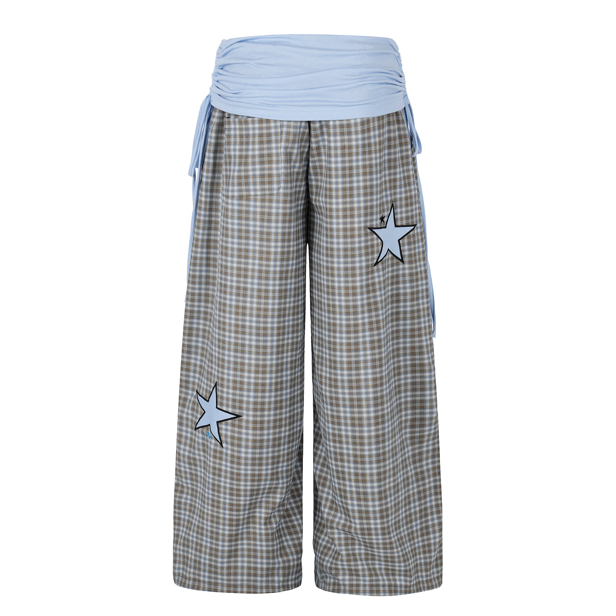 BVNTENG Gingham Star Lined Ruched Parachute Trousers - Seldom Seen Styles