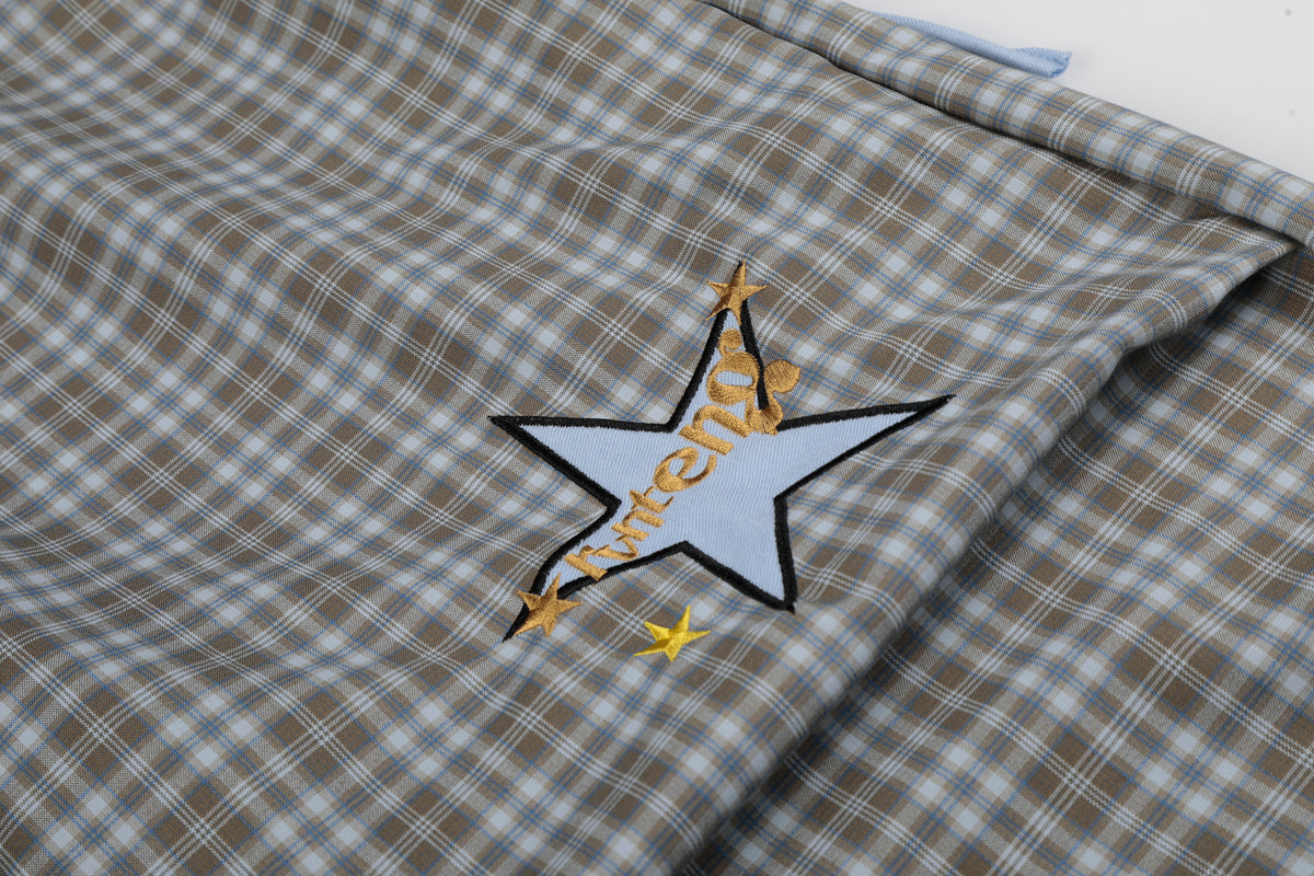 BVNTENG Gingham Star Lined Ruched Parachute Trousers - Seldom Seen Styles
