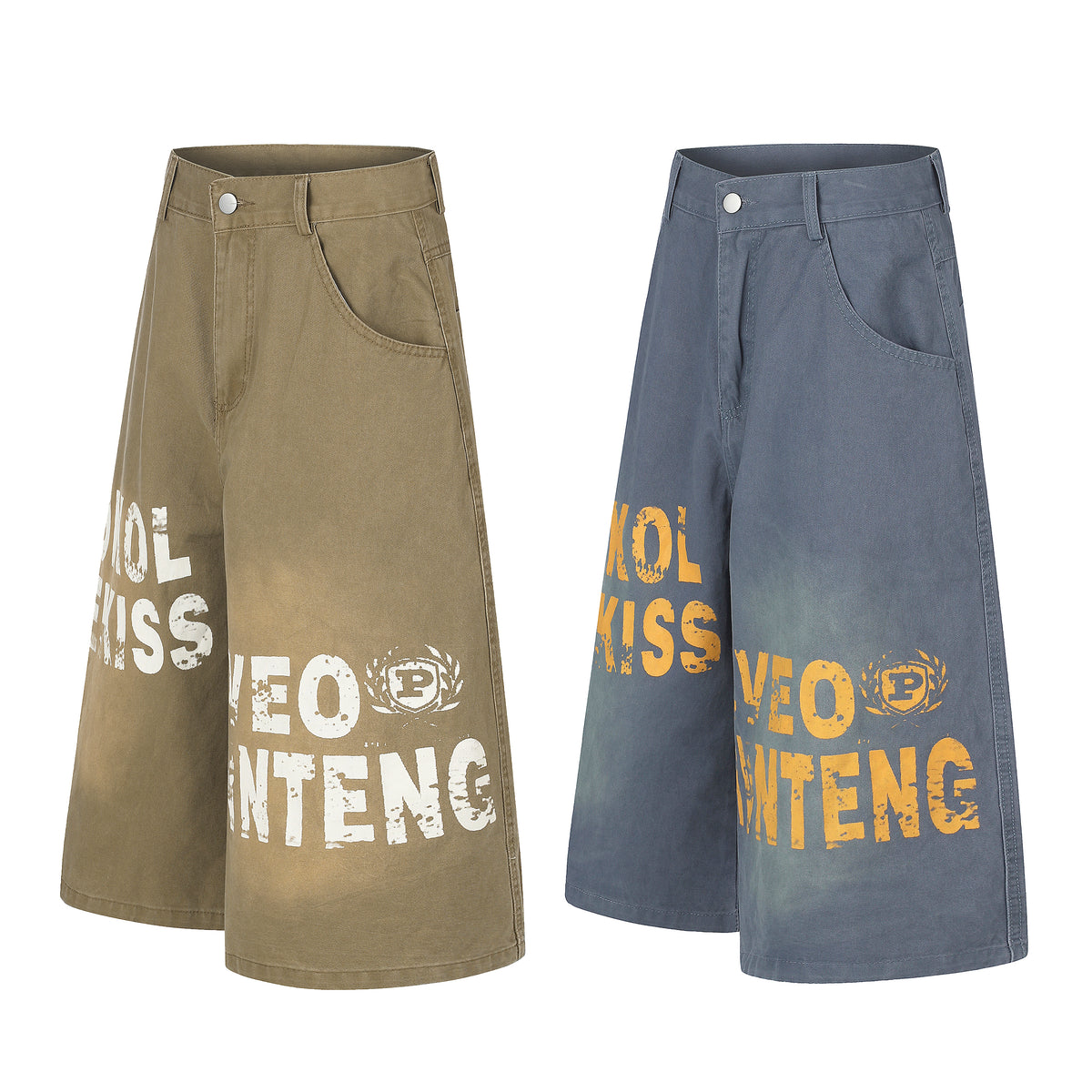 BVNTENG 'LVEOM KISS' Spray Wash Graffiti Jorts - Seldom Seen Styles