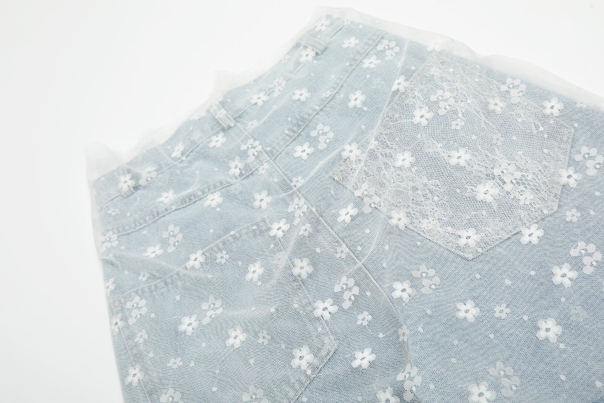 BVNTENG Lace Patchwork Ripped Floral Denim Pants - Seldom Seen Styles