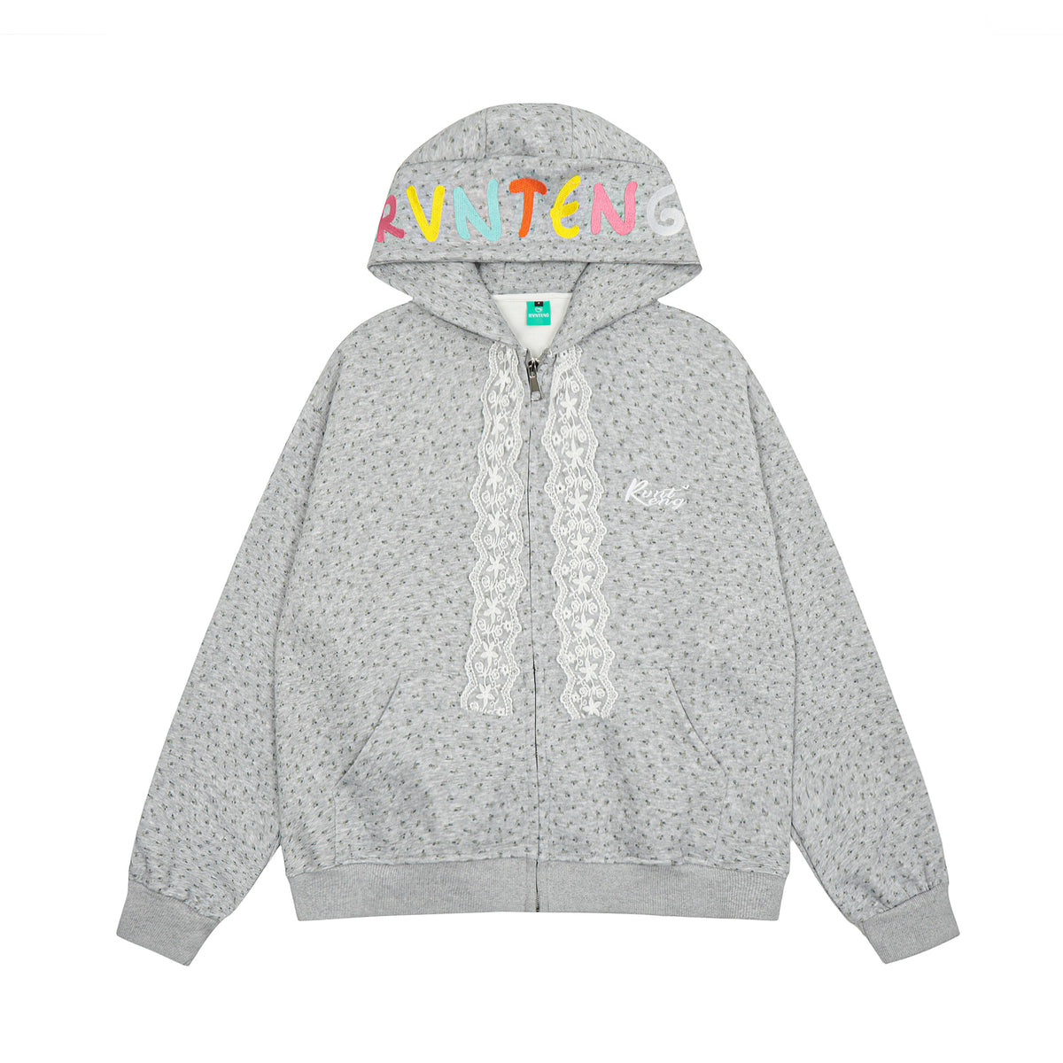 BVNTENG Lace Trim All-Over Floral Zip Hoodie - Seldom Seen Styles