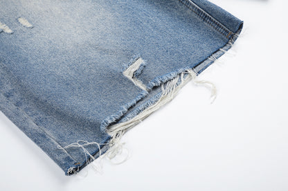 BVNTENG Leopard Waistband Deconstructed Layered Jorts