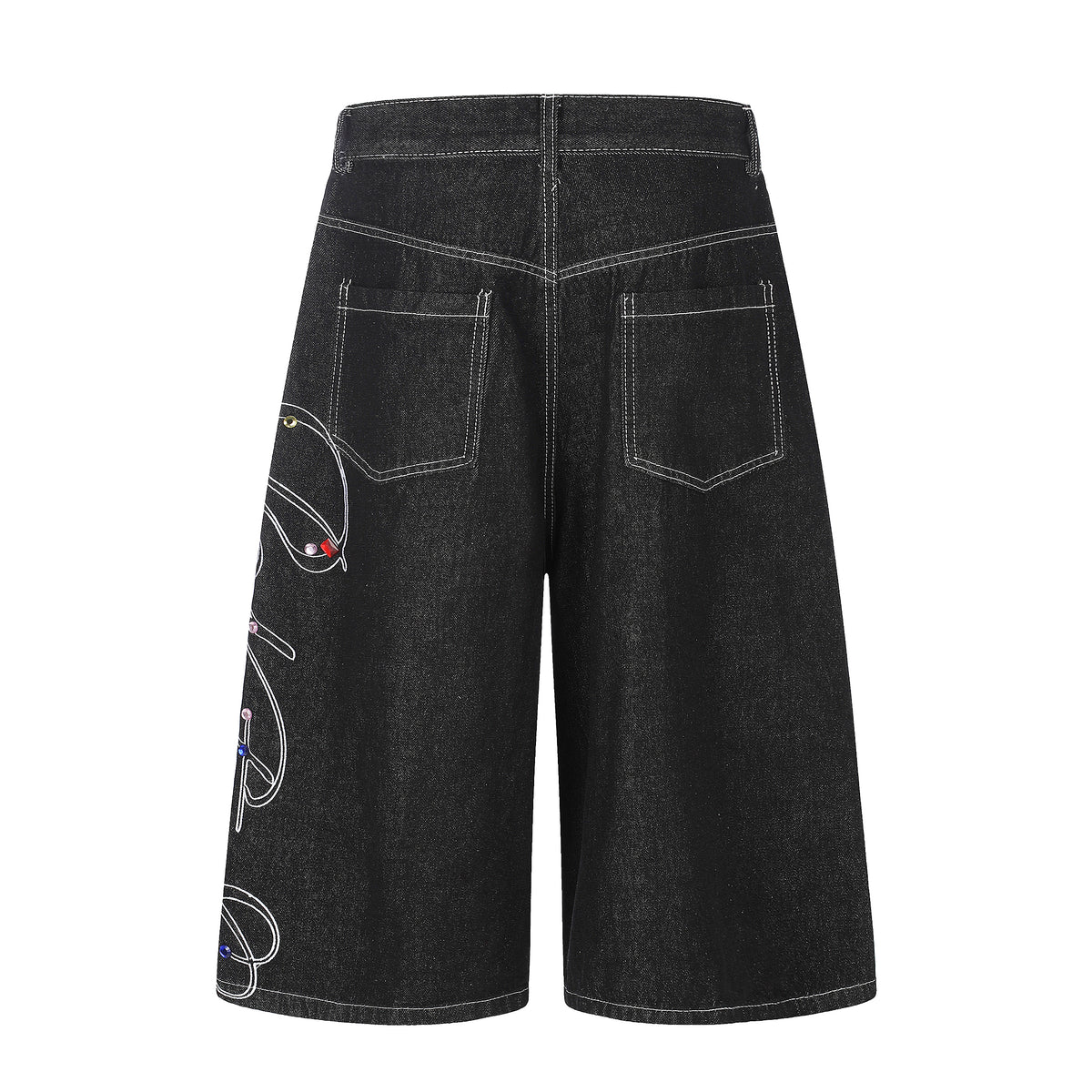 BVNTENG Liquid Ribbon Multi-Diamond Denim Jorts - Seldom Seen Styles