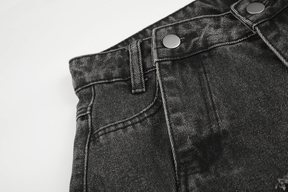 BVNTENG Metal Buckle Multi-Belt Destroyed Cargo Jorts - Seldom Seen Styles