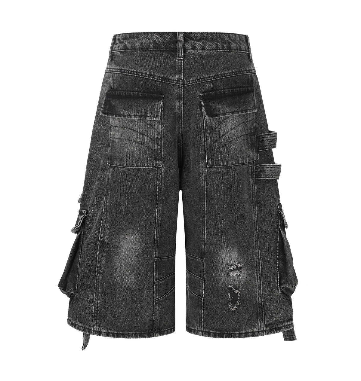 BVNTENG Metal Buckle Multi-Belt Destroyed Cargo Jorts - Seldom Seen Styles
