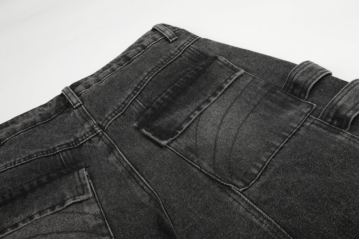 BVNTENG Metal Buckle Multi-Belt Destroyed Cargo Jorts - Seldom Seen Styles