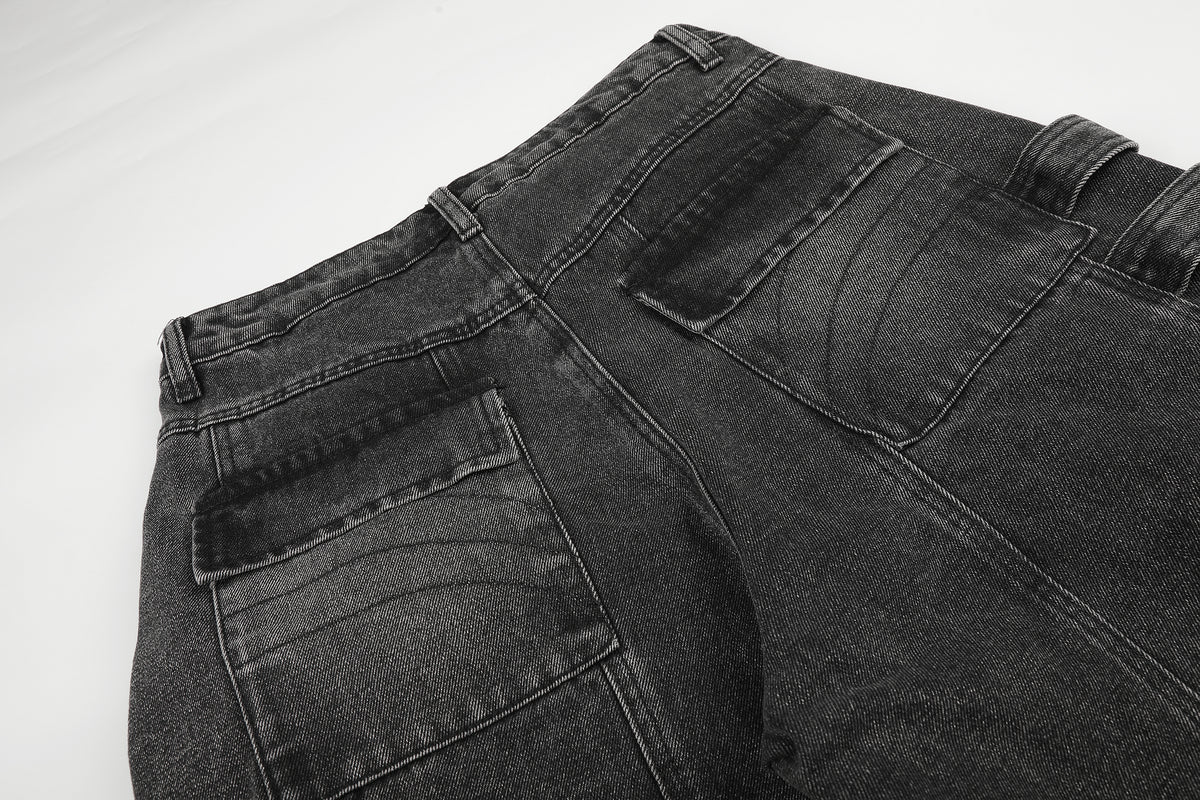 BVNTENG Metal Buckle Multi-Belt Destroyed Cargo Jorts - Seldom Seen Styles