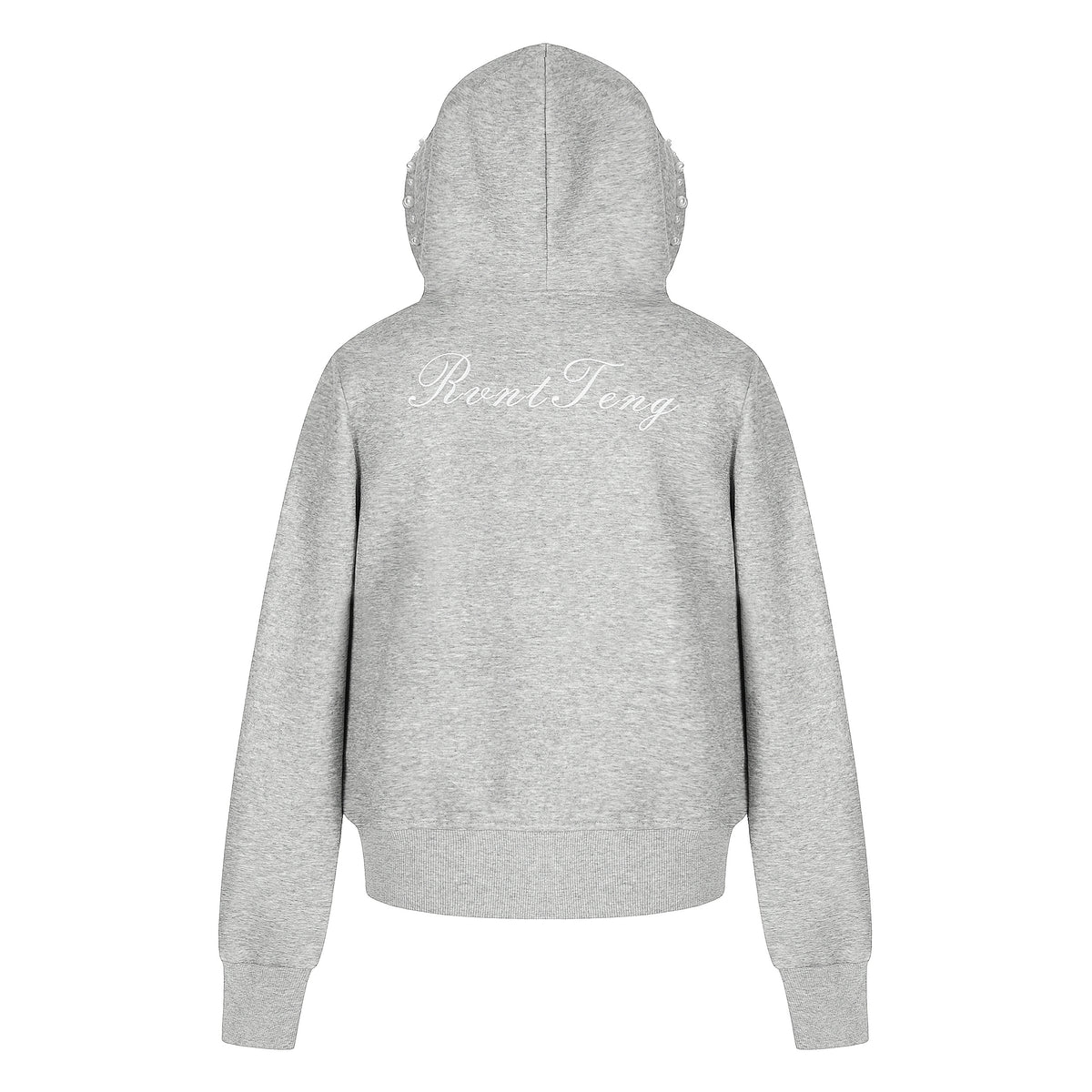 BVNTENG Pearl Embellished Curved Panel Zip Hoodie - Seldom Seen Styles