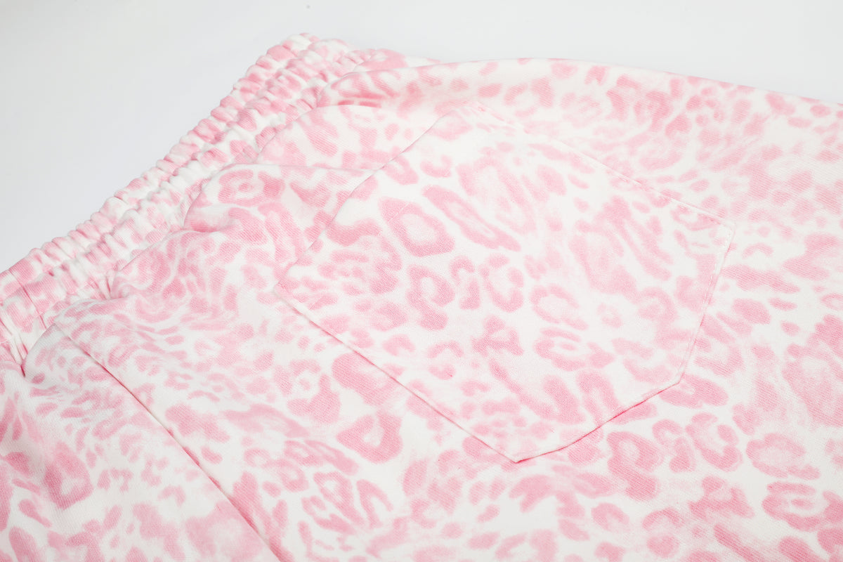 BVNTENG Pink Leopard Print Star Graphic Parachute Pants - Seldom Seen Styles