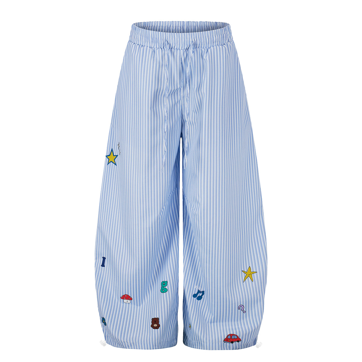 BVNTENG Pinstripe Multi-Icon Ruched Parachute Pants - Seldom Seen Styles
