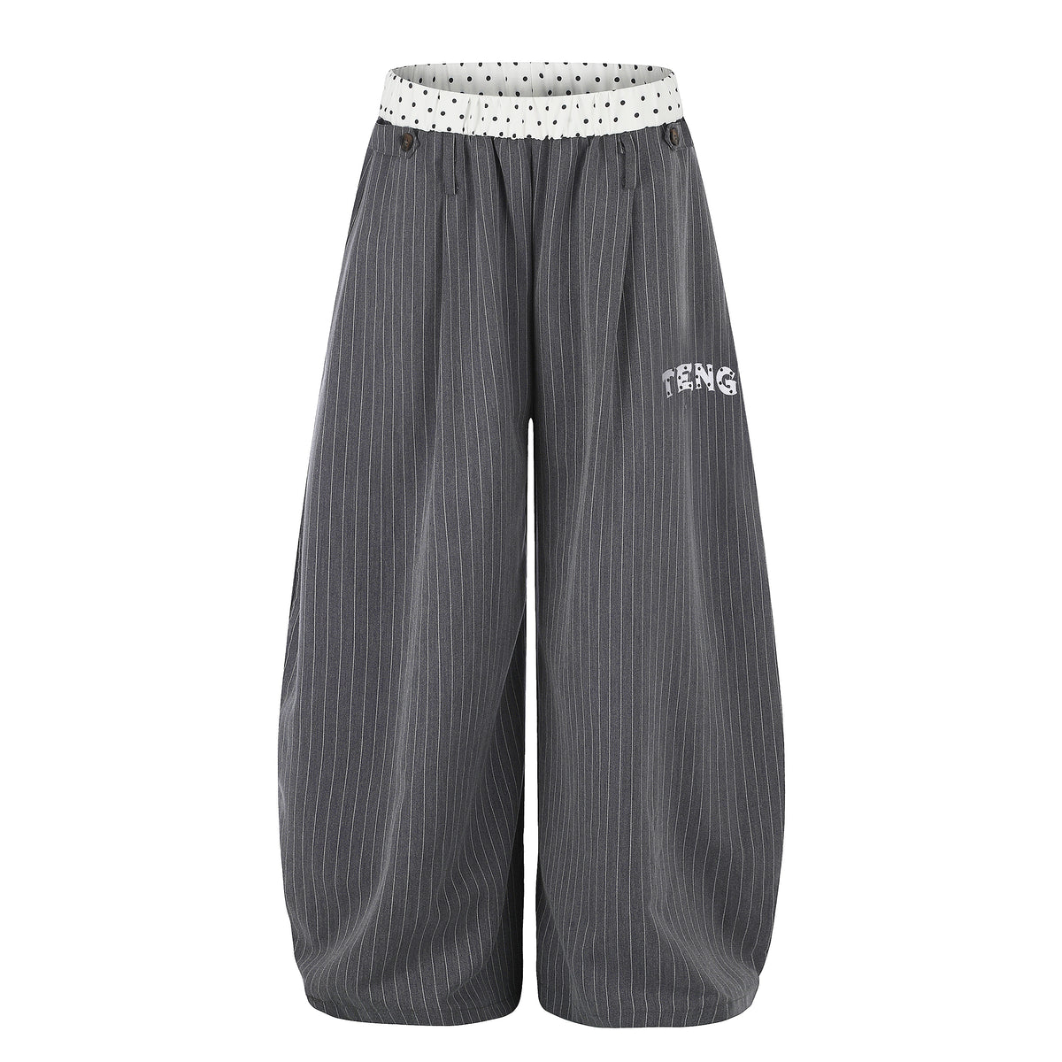 BVNTENG Polka Dot Waistband Pinstripe Balloon Pants - Seldom Seen Styles