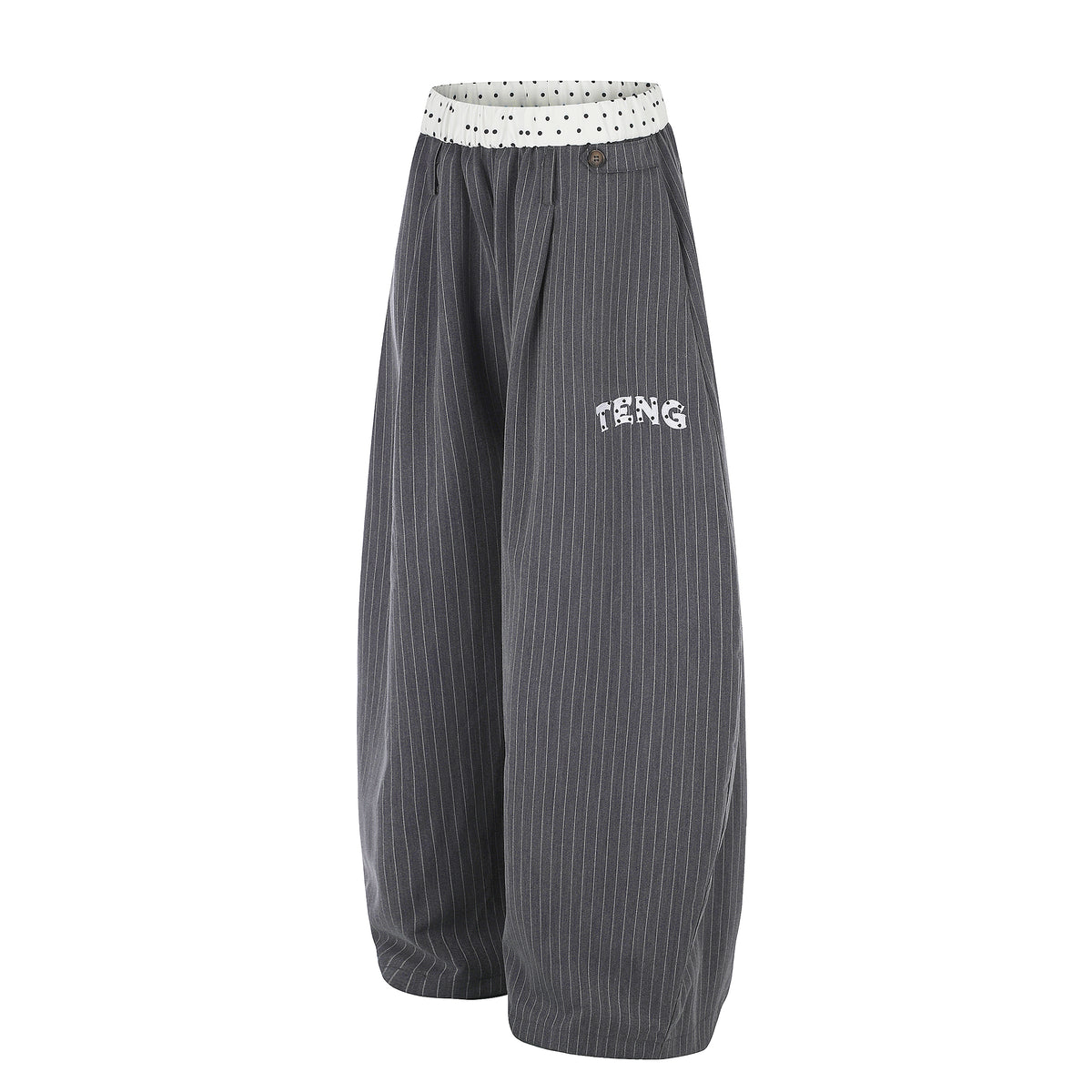 BVNTENG Polka Dot Waistband Pinstripe Balloon Pants - Seldom Seen Styles