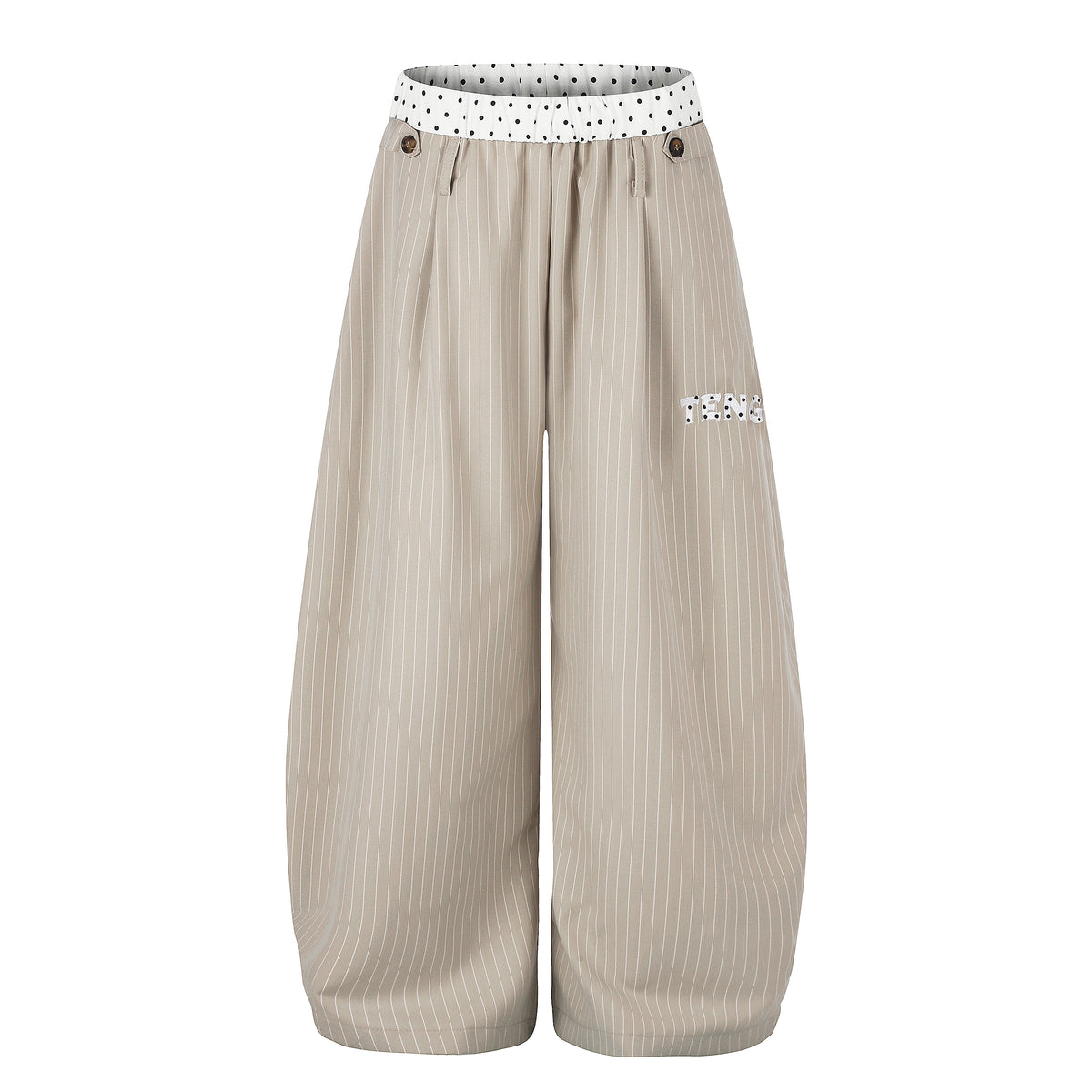 BVNTENG Polka Dot Waistband Pinstripe Balloon Pants - Seldom Seen Styles