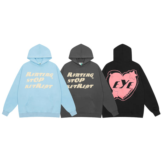 BVNTENG 'STOP RETREAT' Eye Heart Graphic Hoodie - Seldom Seen Styles