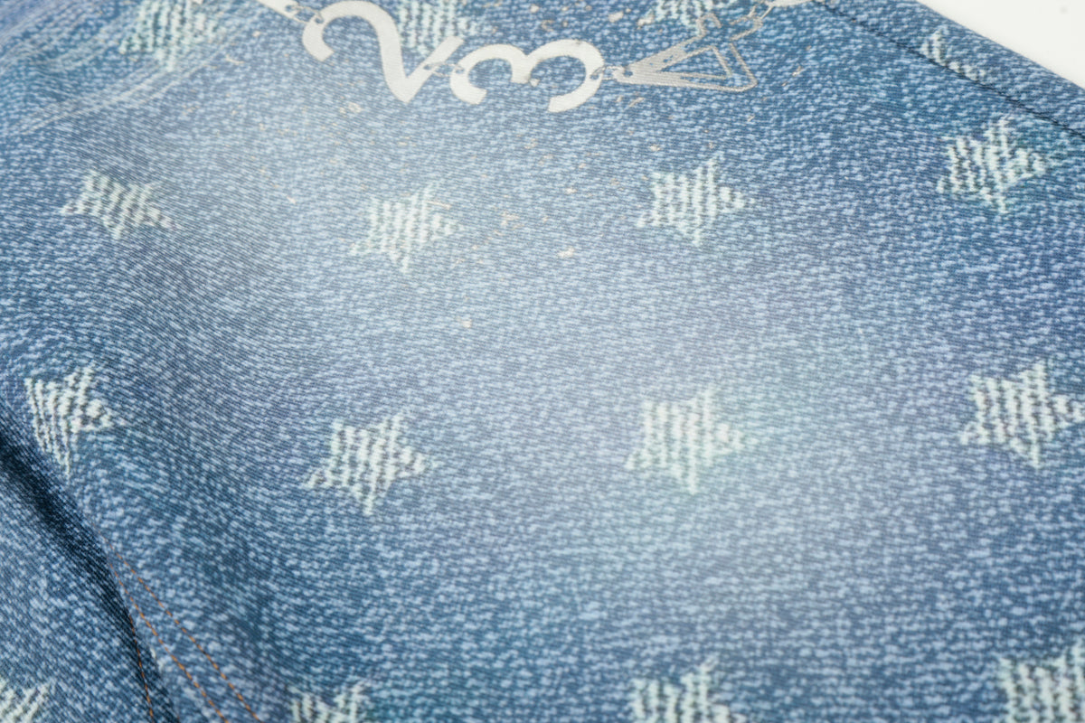 BVNTENG Trompe-L'oeil Layers Star Print Denim Jorts - Seldom Seen Styles