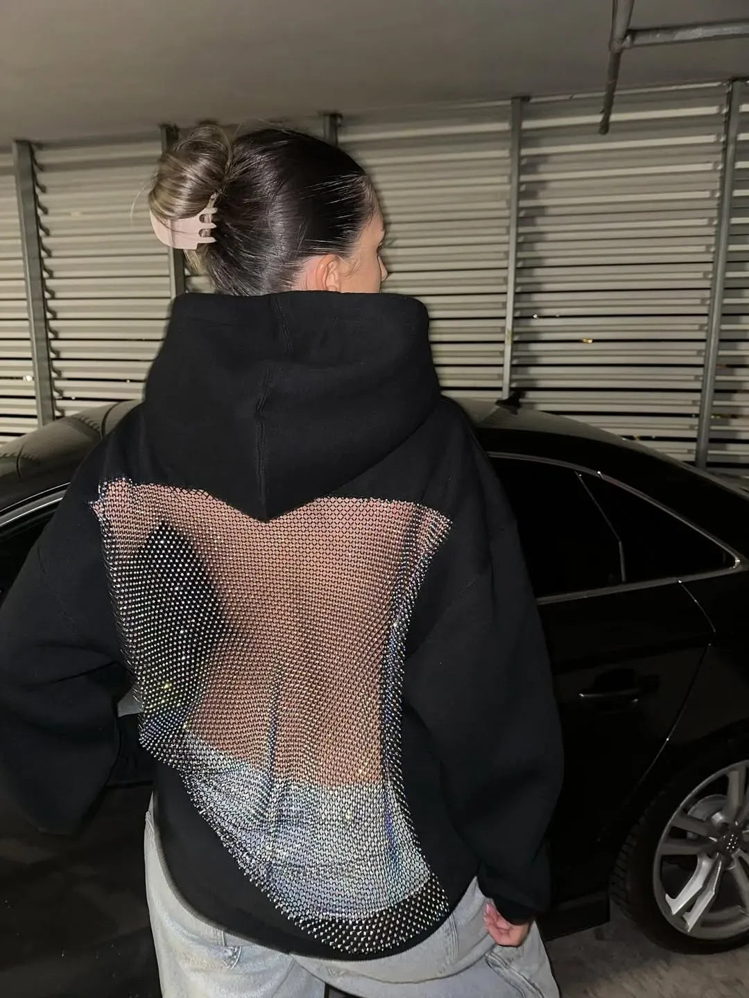 Backless Sheer Mesh Hoodie - Seldom Seen Styles